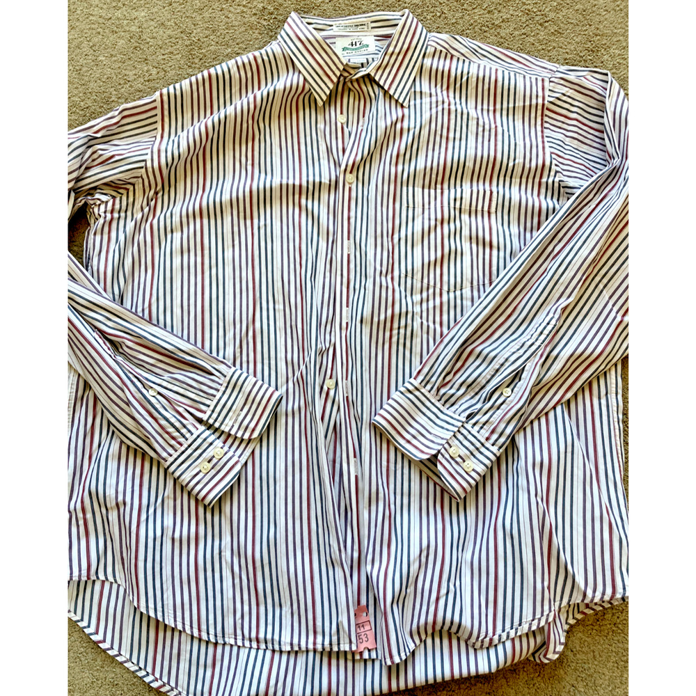 Van Heusen 417 Mens Dress Shirt Single Needle Tailoring 17 1/2 34/35 Striped